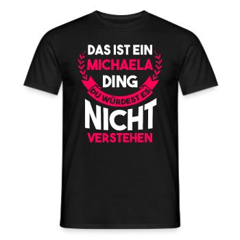 Michaela - Männer T-Shirt - Schwarz - Vorne - AI Model Male 178 light (178cm)