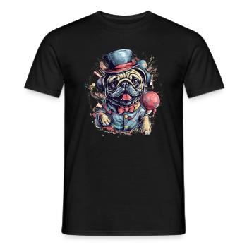 Petit chien carlin mignon - T-shirt homme - noir - Devant - AI Model Male 178 light (178cm)