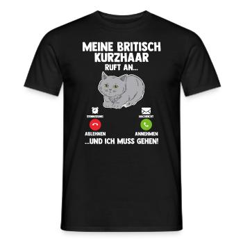 Britisch Kurzhaar Katze - Männer T-Shirt - Schwarz - Vorne - AI Model Male 178 light (178cm)