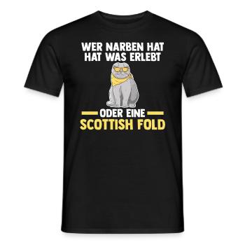 Scottish Fold Katze - Männer T-Shirt - Schwarz - Vorne - AI Model Male 178 light (178cm)