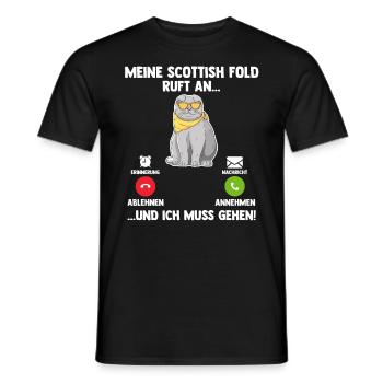 Scottish Fold Katze - Männer T-Shirt - Schwarz - Vorne - AI Model Male 178 light (178cm)