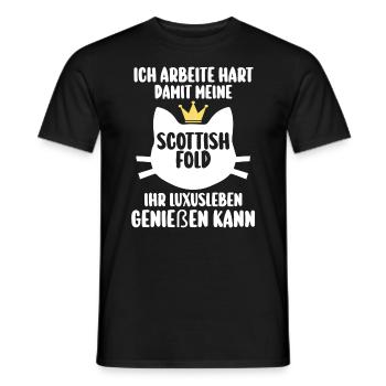 Scottish Fold Katze - Männer T-Shirt - Schwarz - Vorne - AI Model Male 178 light (178cm)