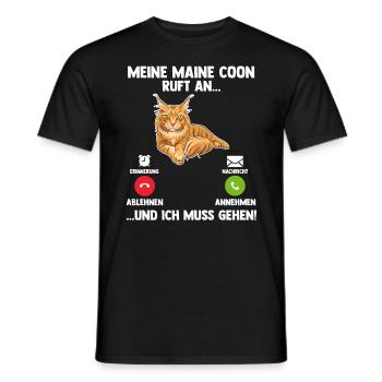 Maine Coon Katze - Männer T-Shirt - Schwarz - Vorne - AI Model Male 178 light (178cm)