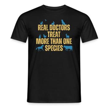 Funny Veterinarian Treat More Than One Species - Men's T-Shirt - black - Front - AI Model Male 178 light (178cm)
