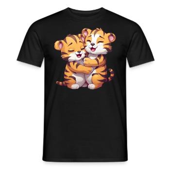 Câlins mignons de tigre maman étreinte - T-shirt homme - noir - Devant - AI Model Male 178 light (178cm)