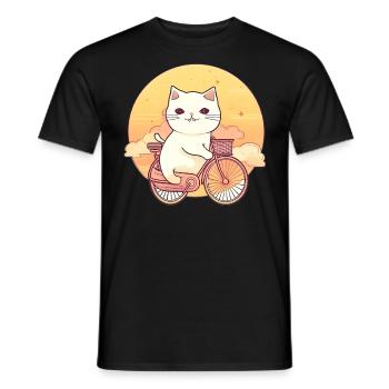 Reiten Fahrrad Lustige Radfahrer Katze Weltfahrrad - Männer T-Shirt - Schwarz - Vorne - AI Model Male 178 light (178cm)