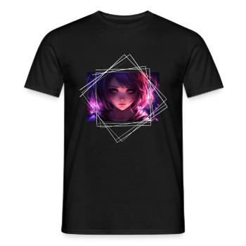Anime Yandere Character - Men's T-Shirt - black - Front - AI Model Male 178 light (178cm)