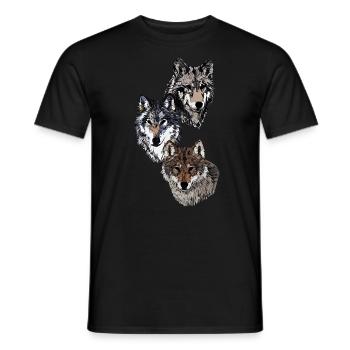 Three abstract wolf heads - Men's T-Shirt - black - Front - AI Model Male 178 light (178cm)