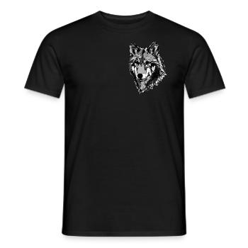 Tête de loup motif animal sauvage imprimé avec loup - T-shirt homme - noir - Devant - AI Model Male 178 light (178cm)