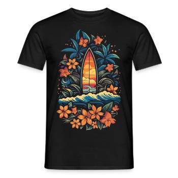 Surf Vibes: Vintage Retro Surfing Illustration - Men's T-Shirt - black - Front - AI Model Male 178 light (178cm)