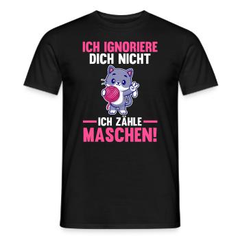 Katze Stricken Nähen Häkeln - Männer T-Shirt - Schwarz - Vorne - AI Model Male 178 light (178cm)