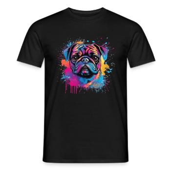 Pug paint splash design - Men's T-Shirt - black - Front - AI Model Male 178 light (178cm)