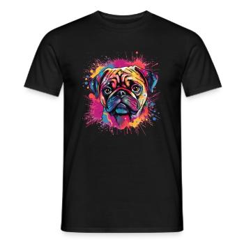 Pug paint splash design - Men's T-Shirt - black - Front - AI Model Male 178 light (178cm)
