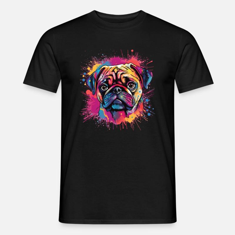 Mops-farbspritzer-design - Männer T-Shirt - Schwarz