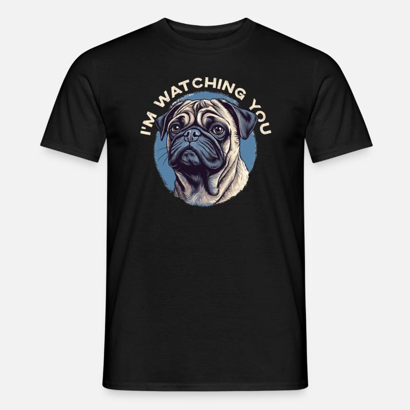 Ich Beobachte Dich, Mopshund - Männer T-Shirt - Schwarz