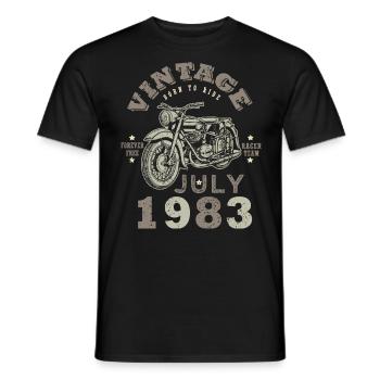 Born in July 1983 40 years old motorcycle - Men's T-Shirt - black - Front - AI Model Male 178 light (178cm)