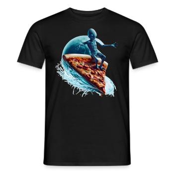 Pizza Surfer Alien - Männer T-Shirt - Schwarz - Vorne - AI Model Male 178 light (178cm)