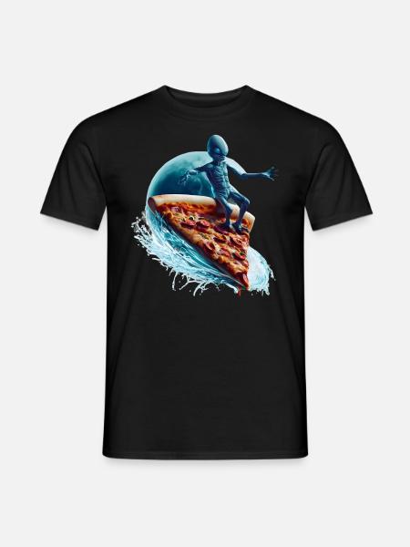 Pizza Surfer Alien - Men's T-Shirt - black