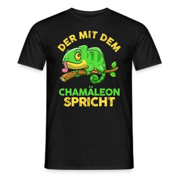 Der mit dem Chamäleon spricht - Männer T-Shirt - Schwarz - Vorne - AI Model Male 178 light (178cm)