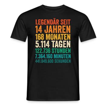 14 Jahre Vierzehnter Geburtstag - Männer T-Shirt - Schwarz - Vorne - AI Model Male 178 light (178cm)