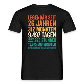 26 Jahre Sechsundzwanzigster Geburtstag - Männer T-Shirt - Schwarz - Vorne - AI Model Male 178 light (178cm)