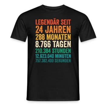 24 Jahre Vierundzwanzigster Geburtstag - Männer T-Shirt - Schwarz - Vorne - AI Model Male 178 light (178cm)