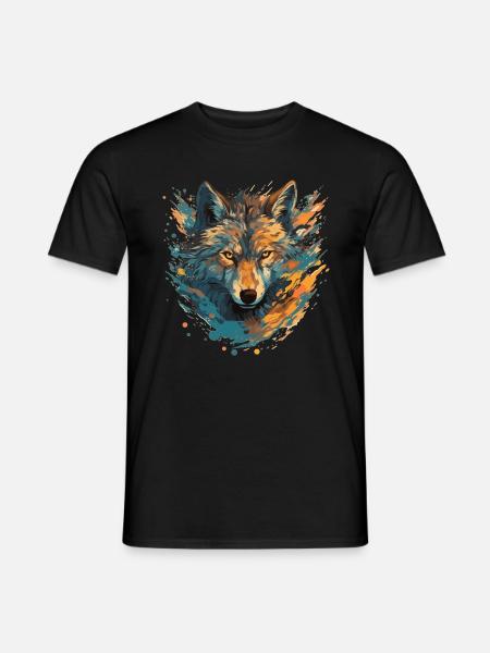 Artistic wolf portrait - Men's T-Shirt - black