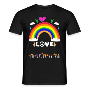Flower Power & Paix - T-shirt homme - noir - Devant - AI Model Male 178 light (178cm)