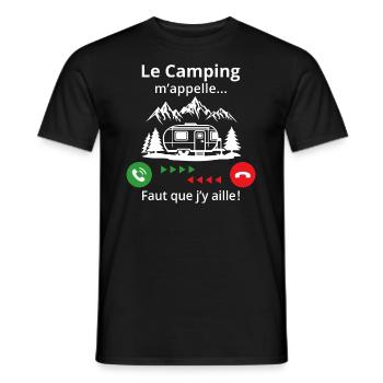 Le camping m'appelle faut que j'y aille! - T-shirt homme - noir - Devant - AI Model Male 178 light (178cm)