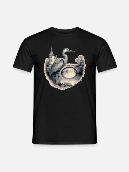 Majestic grey heron - Men's T-Shirt - black