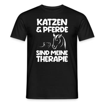 Pferde Pferdeliebhaber Katzenliebhaber Katzen - Männer T-Shirt - Schwarz - Vorne - AI Model Male 178 light (178cm)