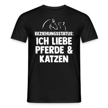 Katzen Pferdeliebhaber Katzenliebhaber Pferde - Männer T-Shirt - Schwarz - Vorne - AI Model Male 178 light (178cm)