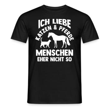 Katzen Pferdeliebhaber Katzenliebhaber Pferde - Männer T-Shirt - Schwarz - Vorne - AI Model Male 178 light (178cm)