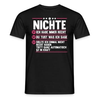 Nichte - Männer T-Shirt - Schwarz - Vorne - AI Model Male 178 light (178cm)