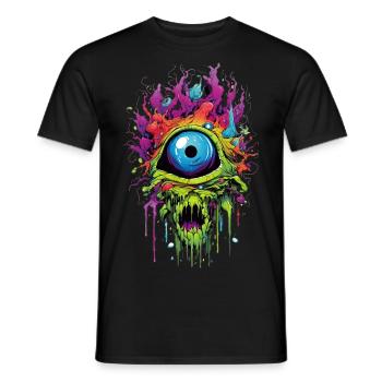 Horror eye, creepy zombie - Men's T-Shirt - black - Front - AI Model Male 178 light (178cm)