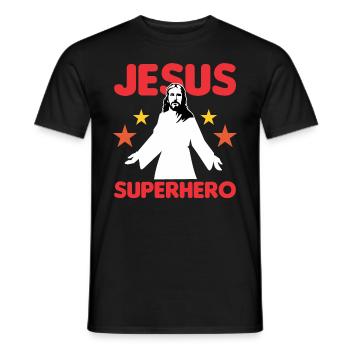Jesus Superhero - Men's T-Shirt - black - Front - AI Model Male 178 light (178cm)