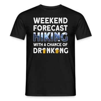 Funny Weekend Forecast Hiking Mountain climbers - Men's T-Shirt - black - Front - AI Model Male 178 light (178cm)