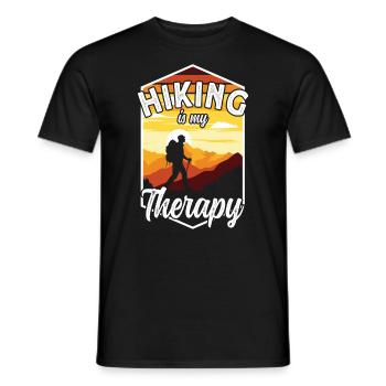 Lustiges Hiking is my Therapy Bergsteiger und - Männer T-Shirt - Schwarz - Vorne - AI Model Male 178 light (178cm)