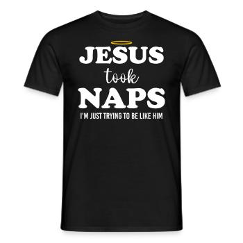 Jésus faisait des siestes, soyez comme Jésus - T-shirt homme - noir - Devant - AI Model Male 178 light (178cm)