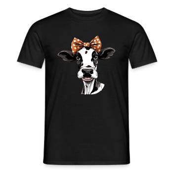 Tenue bio avec vache pour végétaliens et amoureux des vaches Moo - T-shirt homme - noir - Devant - AI Model Male 178 light (178cm)