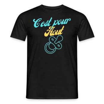 En Attente d'Un Été Magique : Bébé Arrive en Août - T-shirt homme - noir - Devant - AI Model Male 178 light (178cm)