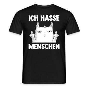 Katze Ich Hasse Menschen - Männer T-Shirt - Schwarz - Vorne - AI Model Male 178 light (178cm)