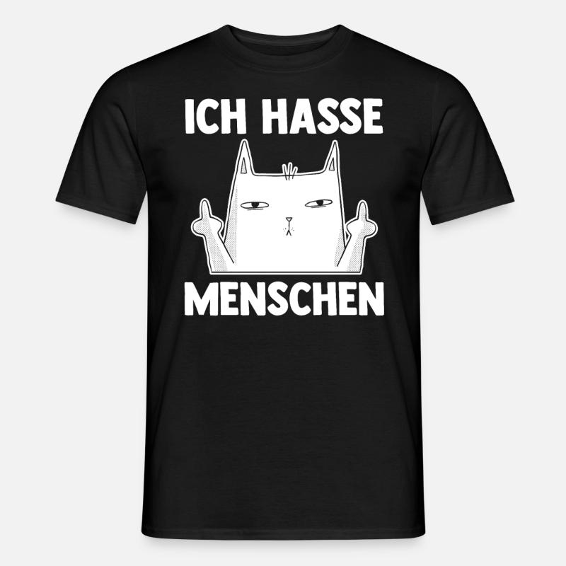 Katze Ich Hasse Menschen - Männer T-Shirt - Schwarz