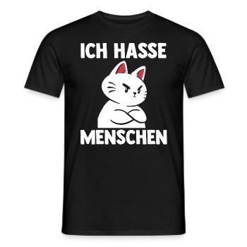 Katze Ich Hasse Menschen - Männer T-Shirt - Schwarz - Vorne - AI Model Male 178 light (178cm)