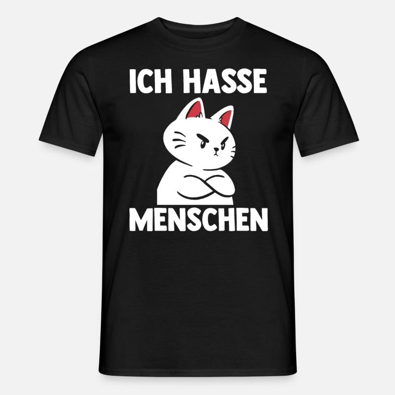 Katze Ich Hasse Menschen - Männer T-Shirt - Schwarz
