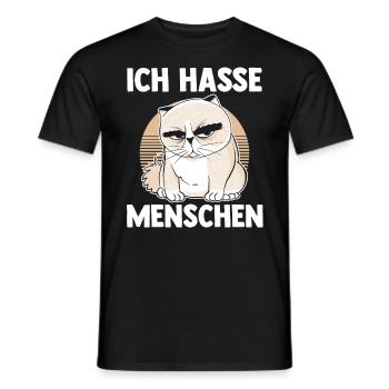 Ich Hasse Menschen Katze - Männer T-Shirt - Schwarz - Vorne - AI Model Male 178 light (178cm)