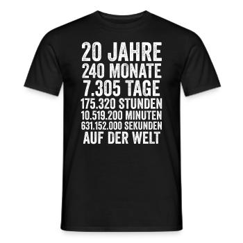 20 Jahre Zwanzigster Geburtstag - Männer T-Shirt - Schwarz - Vorne - AI Model Male 178 light (178cm)