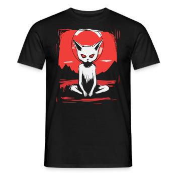 Japan, Red Sun, Yoga, Cat - Men's T-Shirt - black - Front - AI Model Male 178 light (178cm)