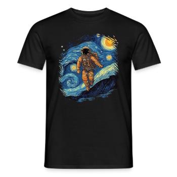Astronautes Space Starry Night Van Gogh Painting - T-shirt homme - noir - Devant - AI Model Male 178 light (178cm)