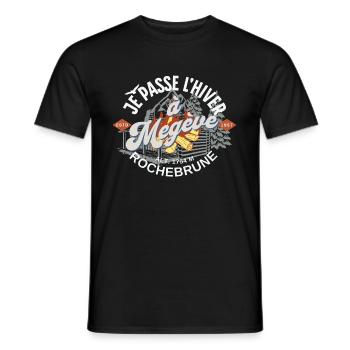 I spend the winter in Megève Rochebrune - Men's T-Shirt - black - Front - AI Model Male 178 light (178cm)